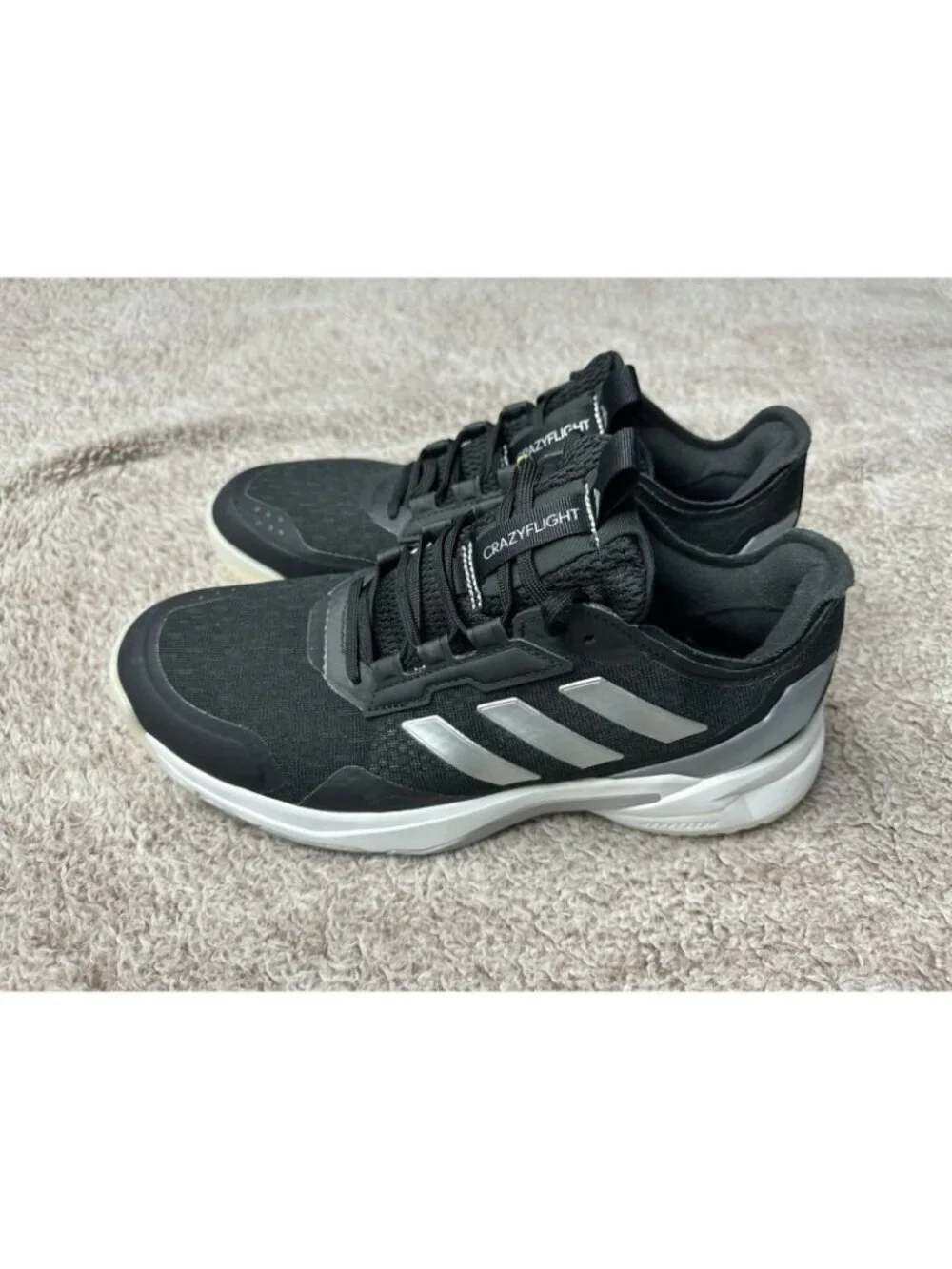 Adidas Women's Crazyflight 6 Black Silver Metallic Volleyball Shoes 8.5 HQ4684